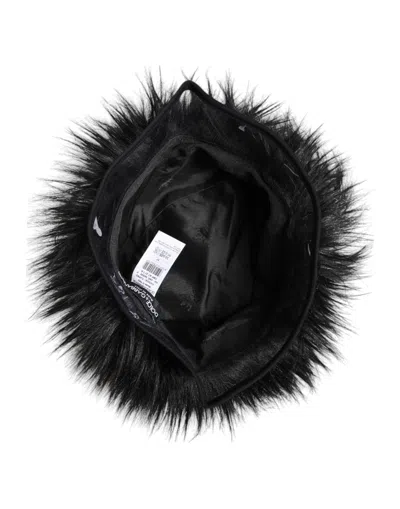 Dolce & Gabbana Black Faux Fur Bucket Hat In Black