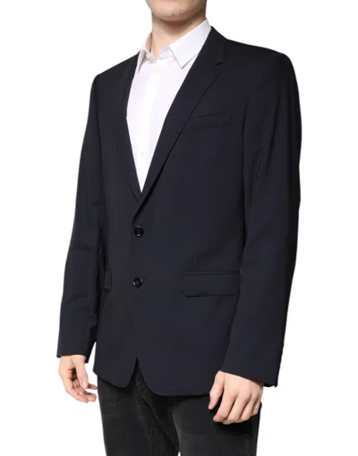 Dolce & Gabbana Black Martini Single Breasted Coat Men's Blazer In Blue