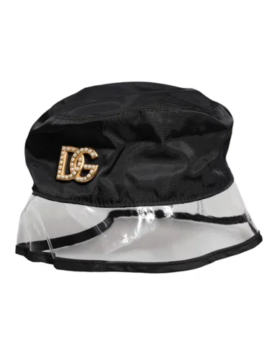 Dolce & Gabbana Black Nylon Pvc Dg Logo Bucket Women's Hat