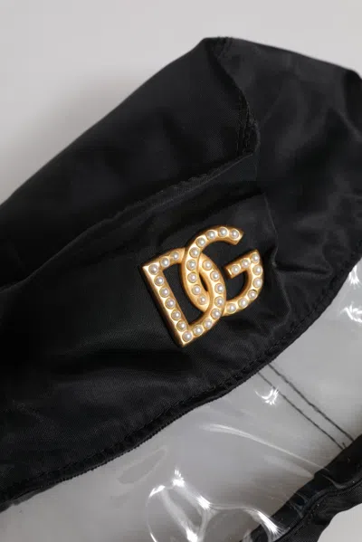 Dolce & Gabbana Black Nylon Pvc Dg Logo Bucket Women's Hat