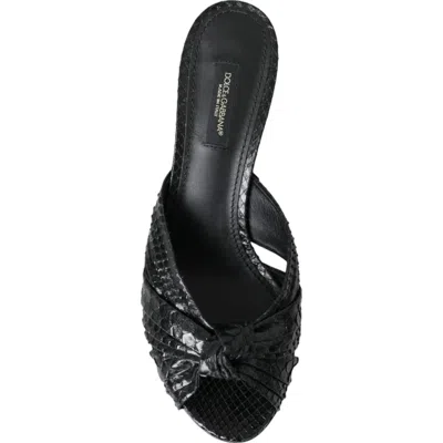 Shop Dolce & Gabbana Black Python Leather Heels Slides Women's Shoes