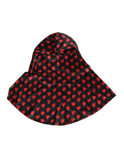 Dolce & Gabbana Black Red Hearts Polyester Hat In Red