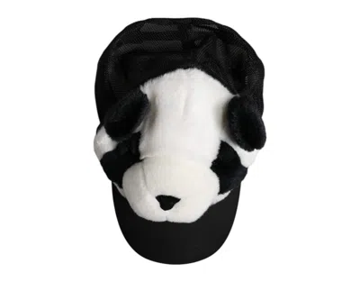 Dolce & Gabbana Black White Panda Fur Women Baseball Women's Cap