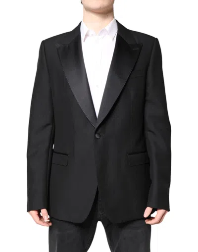 Dolce & Gabbana Black Wool Single Breasted Coat Blazer In Black