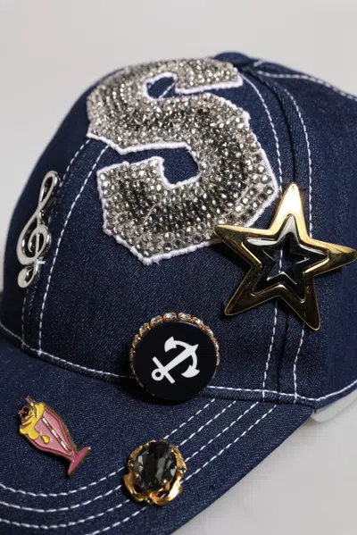 Dolce & Gabbana Blue Crystal Embellishment Baseball Women's Cap