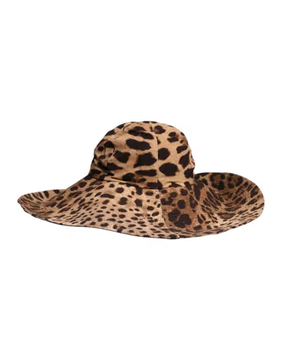 Pre-owned Dolce & Gabbana Brown Leopard Viscose Women Bucket Women's Hat ()