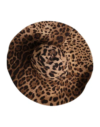 Pre-owned Dolce & Gabbana Brown Leopard Viscose Women Bucket Women's Hat ()