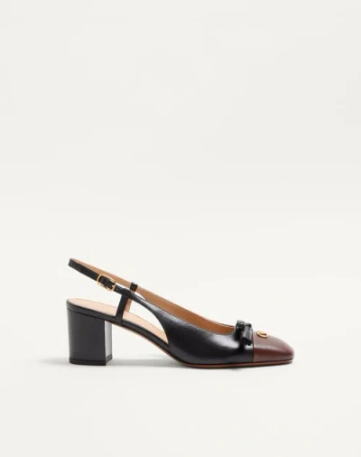 Valentino Leather Vlogo Signature Pumps With Block Heel In Black