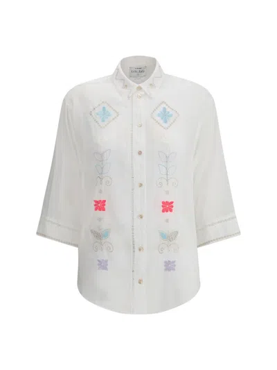 Forte Forte Halfsleeve Voile Shirt With Oniric Blossom Embroidery Pattern