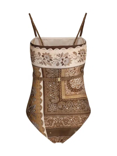 Zimmermann Lucky Belted One-piece Bandeau Swimsuit
