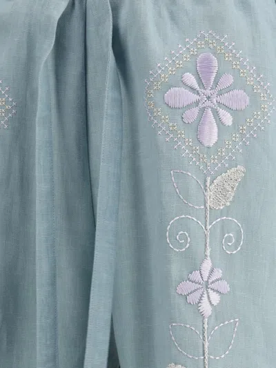 Forte Forte Linen Drawstring Pants With Floral Embroidery