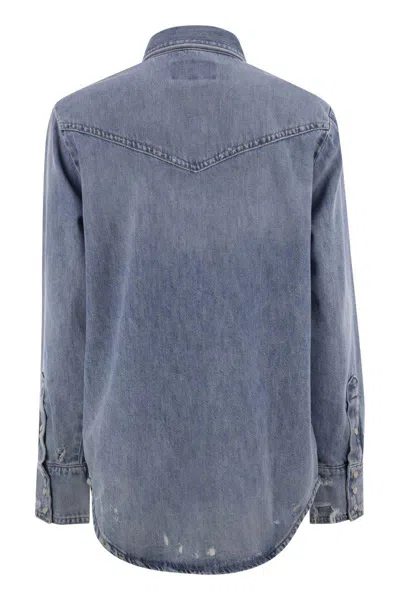 Shop Polo Ralph Lauren Western Shirt In Irregular Denim