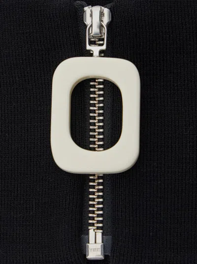 Jw Anderson Black Knit Neckband With Zip Closure On The Front