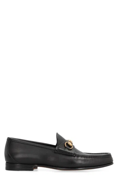 Gucci Men Leather Loafers In Black