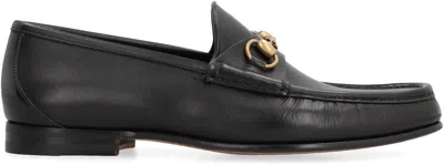 Gucci Men Leather Loafers In Black