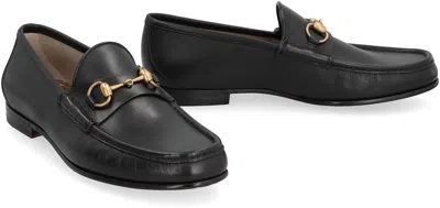 Gucci Men Leather Loafers In Black
