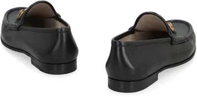Gucci Men Leather Loafers In Black
