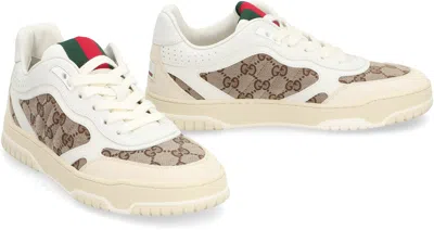Gucci Re-web Leather And Original Gg Fabric Sneakers