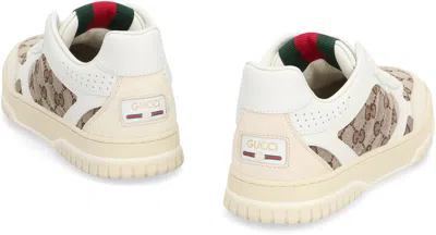 Gucci Re-web Leather And Original Gg Fabric Sneakers