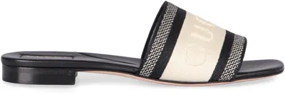 Gucci Jane Embroidered Cotton Flat Slide Sandals