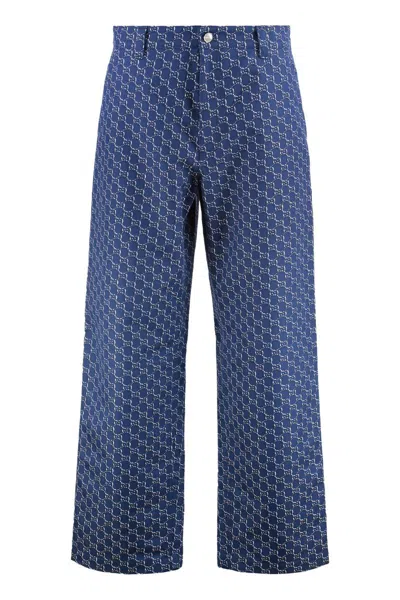 Gucci Cotton Jacquard Pant With Gg Shadow