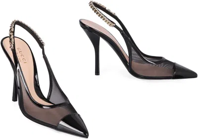 Shop Gucci Signoria Pointy-toe Slingbacks