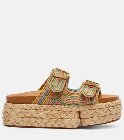 Clergerie Quinie Raffia Platform Slides