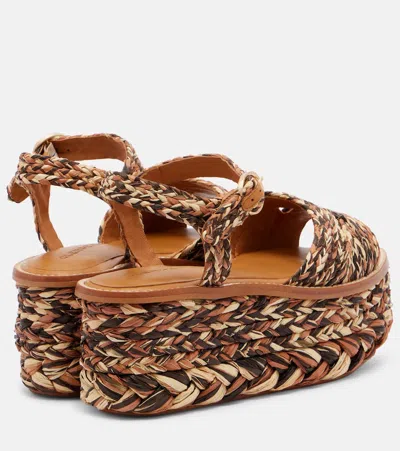 Clergerie Arty Raffia Platform Sandals In Brown