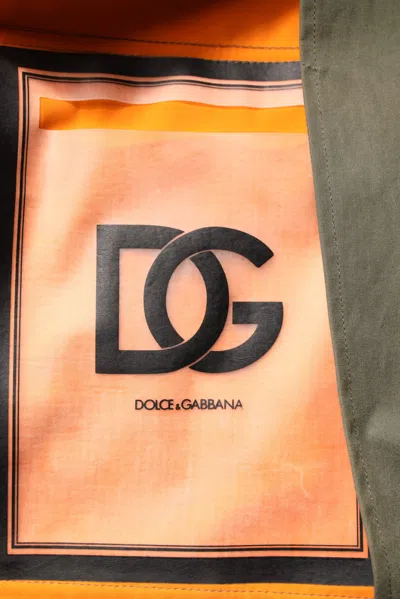 Dolce & Gabbana Multicolor Camouflage Button Hooded Jacket In Green