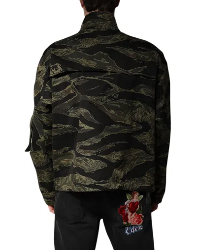 Dolce & Gabbana Multicolor Camouflage Cotton Bomber Jacket In Green