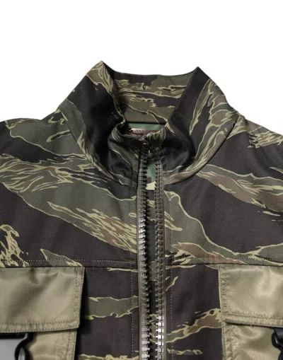 Dolce & Gabbana Multicolor Camouflage Cotton Bomber Jacket In Green