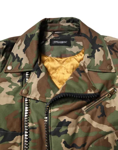 Dolce & Gabbana Multicolor Camouflage Nylon Biker Men's Jacket