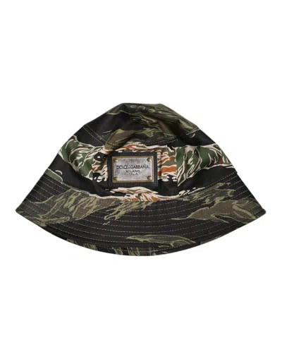 Dolce & Gabbana Multicolor Dg Plaque Wide Brim Bucket Men's Hat