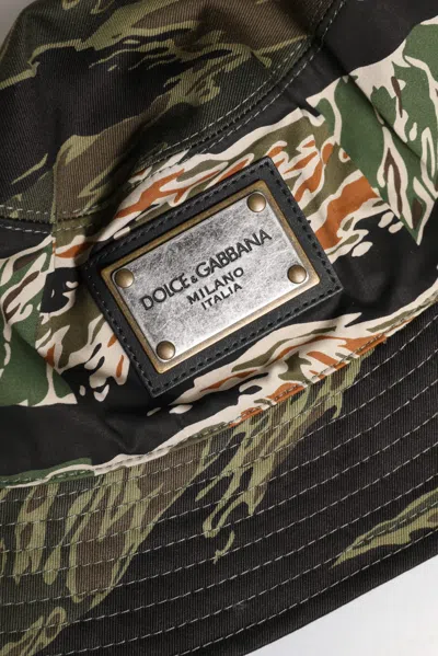 Dolce & Gabbana Multicolor Dg Plaque Wide Brim Bucket Men's Hat