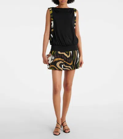 Pucci Open-back Gathered Printed Stretch-satin Jersey Mini Dress