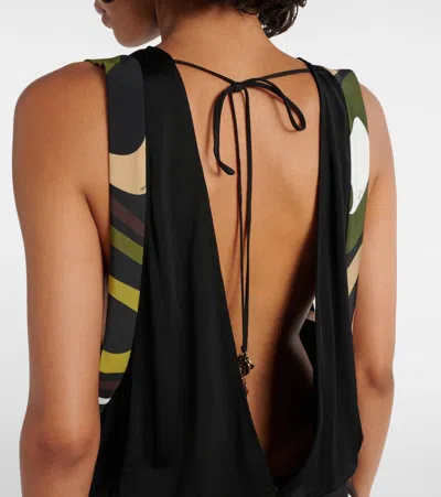 Pucci Open-back Gathered Printed Stretch-satin Jersey Mini Dress