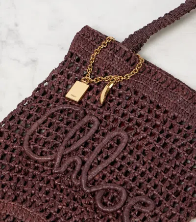 Chloé Chloe Women Brown Raffia Small Summer Banana Shopping Bag