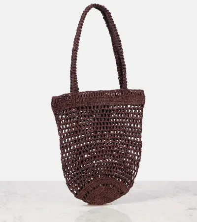 Chloé Chloe Women Brown Raffia Small Summer Banana Shopping Bag