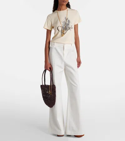 Chloé Chloe Women Brown Raffia Small Summer Banana Shopping Bag