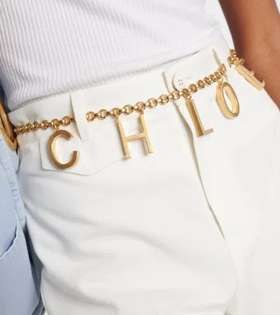 Chloé Letters Gold-plated Brass Belt In Gold