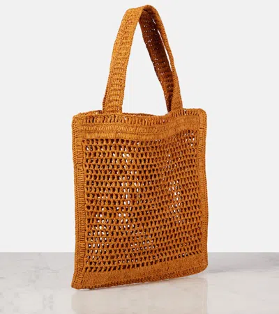 Chloé Summer Banana Raffia Tote Bag In Orange