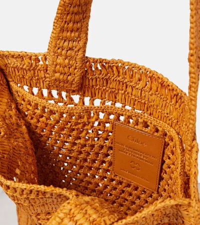 Chloé Summer Banana Raffia Tote Bag In Orange
