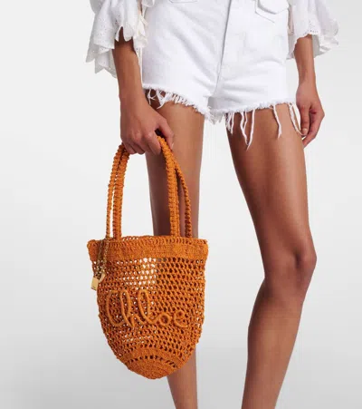 Chloé Summer Banana Raffia Tote Bag In Brown