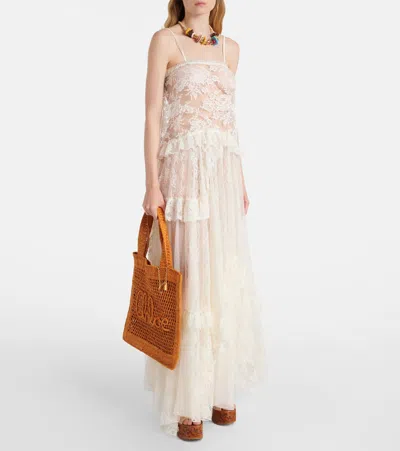 Chloé Summer Banana Raffia Tote Bag In Orange