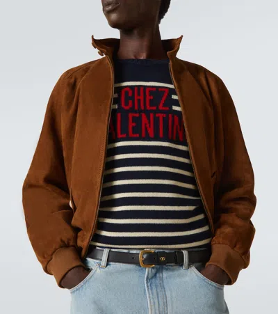 Valentino "chez Valentine" Wool Sweater In Blue