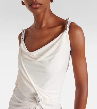 Coperni Draped Embellished Jersey Maxi Dress In White