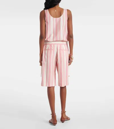 Chloé Striped Cotton Bermuda Shorts In Pink