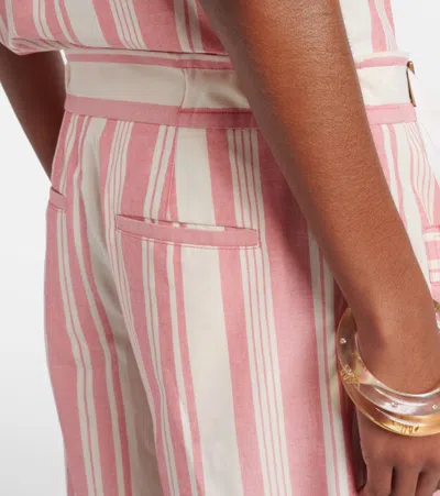 Chloé Striped Cotton Bermuda Shorts In Pink