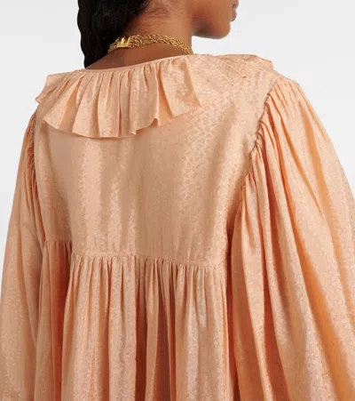 Chloé Ruffled Jacquard Minidress In Neutral