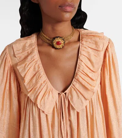 Chloé Ruffled Jacquard Minidress In Neutral